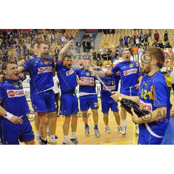 Cimos Koper players at the Final of the slovenian handball cup for men 2008 Gold Club - Cimos Koper at Zlatorog hall, Celje 