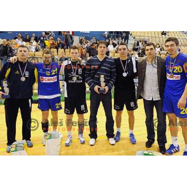 Enid Tahirovic, Uros Rapotec, Mirsad Tertzic, Milan Corovic, Renato Suljic, Denis Buntic at the Final of the slovenian handball cup for men 2008 Gold Club - Cimos Koper at Zlatorog hall, Celje 