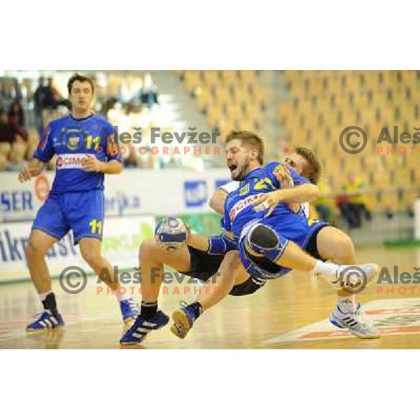 Uros Rapotec and Gasper Martinc at the Final of the slovenian handball cup for men 2008 Gold Club - Cimos Koper at Zlatorog hall, Celje 