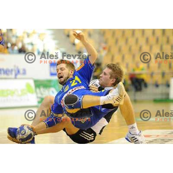 Uros Rapotec and Gasper Martinc at the Final of the slovenian handball cup for men 2008 Gold Club - Cimos Koper at Zlatorog hall, Celje 