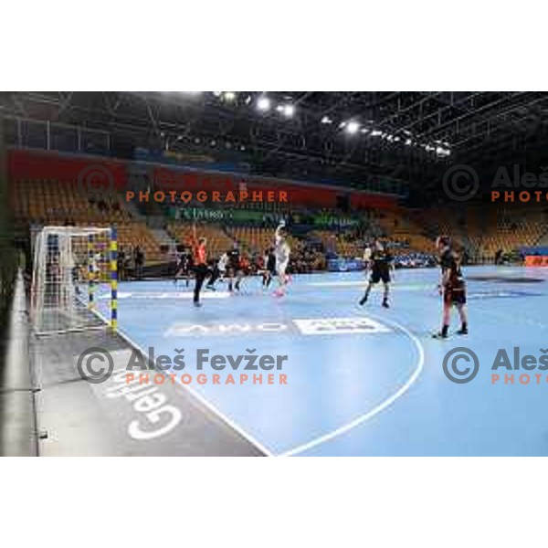 Blaz Blagotinsek in action during European qualifiers handball match between Slovenia and Netherlands played in Celje, Slovenia on January 10, 2021
