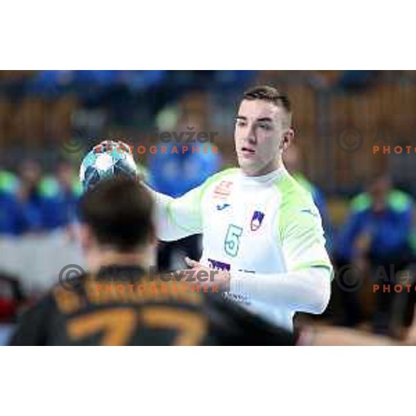 Nik Henigman in action during European qualifiers handball match between Slovenia and Netherlands played in Celje, Slovenia on January 10, 2021