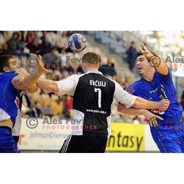 Bojan Skoko, Matjaz Erculj, Denis Buntic at the Final of the slovenian handball cup for men 2008 Gold Club - Cimos Koper at Zlatorog hall, Celje 