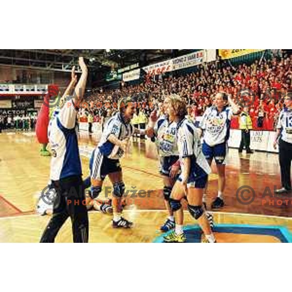 during second match of the EHF Champions league 2000-2001 Final between Krim Neutro Roberts (SLO) and AK Viborg (DEN) played in Kodeljevo Hall, Ljubljana, Slovenia on May 12, 2001. Krim became EHF Champion with victory 25:19