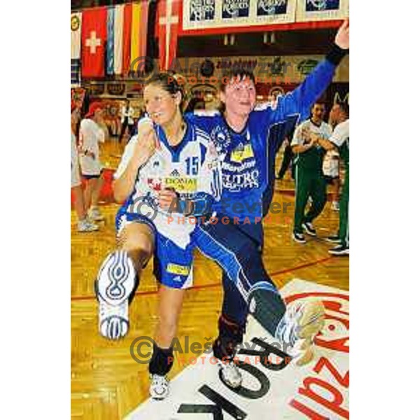during second match of the EHF Champions league 2000-2001 Final between Krim Neutro Roberts (SLO) and AK Viborg (DEN) played in Kodeljevo Hall, Ljubljana, Slovenia on May 12, 2001. Krim became EHF Champion with victory 25:19