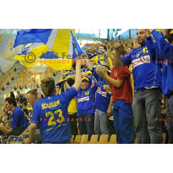 Koper fans at the Final of the slovenian handball cup for men 2008 Gold Club - Cimos Koper at Zlatorog hall, Celje 