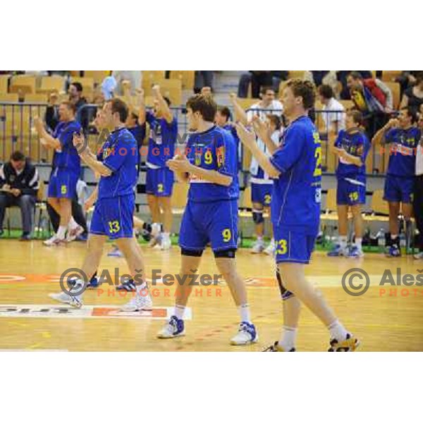 Cimos Koper players at the Final of the slovenian handball cup for men 2008 Gold Club - Cimos Koper at Zlatorog hall, Celje 