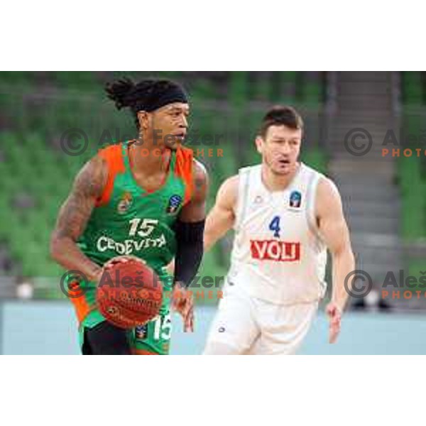 Rion Brown of Cedevita Olimpija in action during 7days EuroCup basketball match between Cedevita Olimpija (SLO) and Buducnost VOLI (MNE) in SRC Stozice, Ljubljana on January 19, 2021