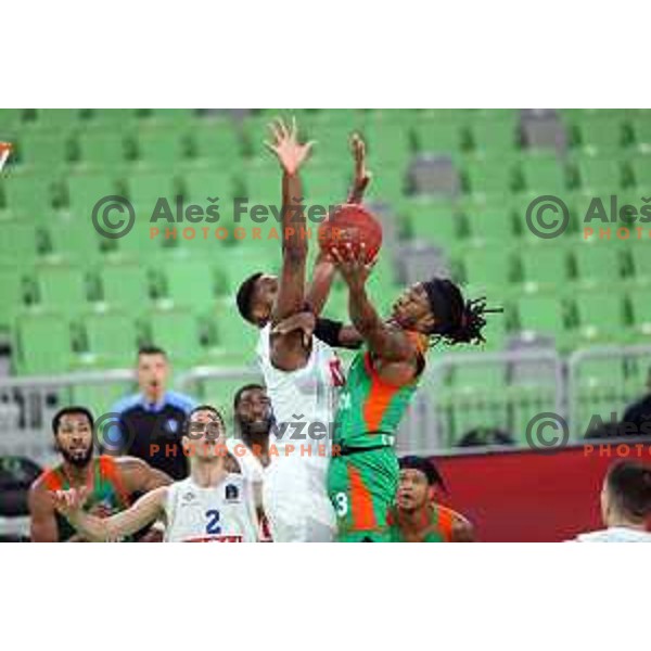 Kendrick Perry of Cedevita Olimpija in action during 7days EuroCup basketball match between Cedevita Olimpija (SLO) and Buducnost VOLI (MNE) in SRC Stozice, Ljubljana on January 19, 2021