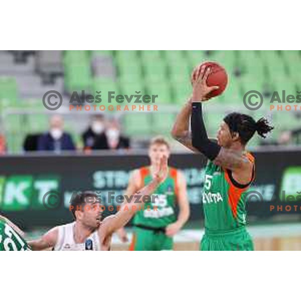 Rion Brown of Cedevita Olimpija in action during 7days EuroCup basketball match between Cedevita Olimpija (SLO) and Buducnost VOLI (MNE) in SRC Stozice, Ljubljana on January 19, 2021