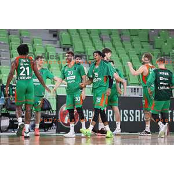 Alen Hodzic, Rion Brown of Cedevita Olimpija in action during 7days EuroCup basketball match between Cedevita Olimpija (SLO) and Buducnost VOLI (MNE) in SRC Stozice, Ljubljana on January 19, 2021