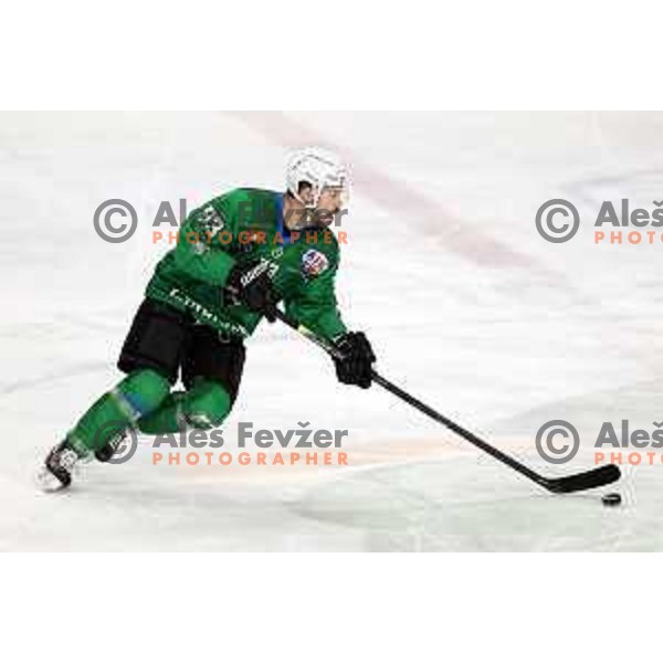 Francis Beuvillier of SZ Olimpija in action during Alps League ice-hockey match between SZ Olimpija and Lustenau in Ljubljana, Slovenia on January 24, 2021
