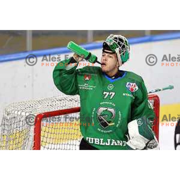 Paavo Holsa of SZ Olimpija in action during Alps League ice-hockey match between SZ Olimpija and Lustenau in Ljubljana, Slovenia on January 24, 2021