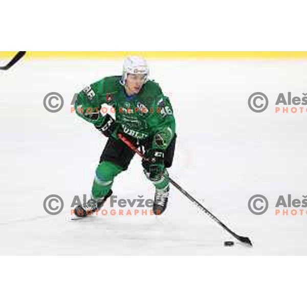 Erik Meznar of SZ Olimpija in action during Alps League ice-hockey match between SZ Olimpija and Lustenau in Ljubljana, Slovenia on January 24, 2021