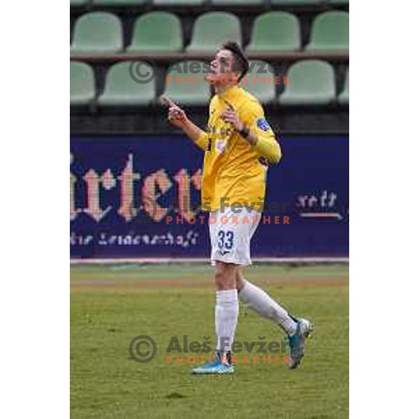 Milan Tucic of Bravo celebrates goal during Prva Liga Telekom Slovenije 2020-2021 football match between Bravo and Tabor Sezana in Ljubljana on February 6, 2021