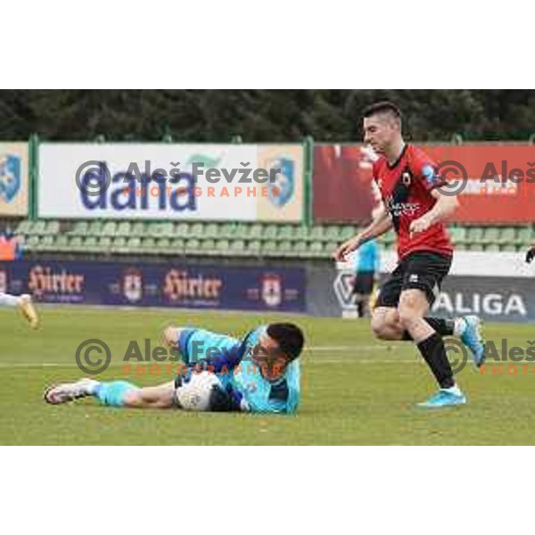 Igor Vekic and Leon Sever in action during Prva Liga Telekom Slovenije 2020-2021 football match between Bravo and Tabor Sezana in Ljubljana on February 6, 2021