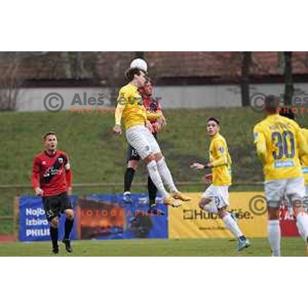 Mustafa Nukic and Mihael Briski in action during Prva Liga Telekom Slovenije 2020-2021 football match between Bravo and Tabor Sezana in Ljubljana on February 6, 2021
