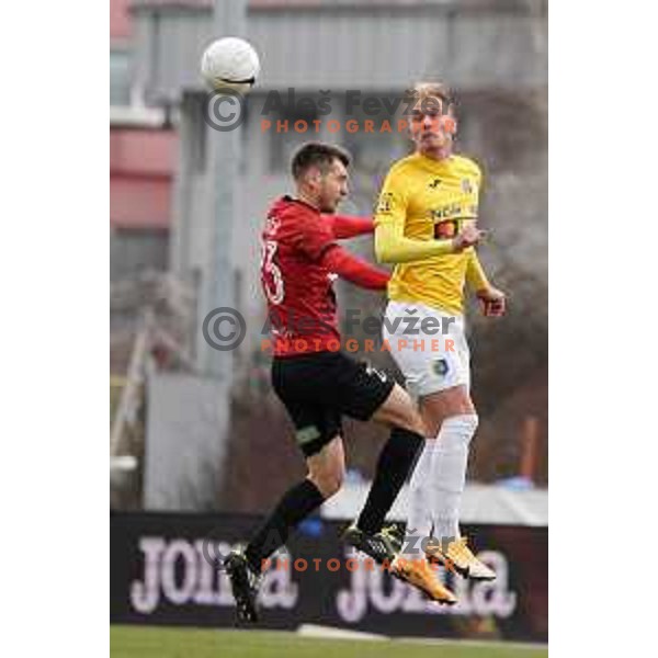 Marko Krivicic and Sandi Ogrinec in action during Prva Liga Telekom Slovenije 2020-2021 football match between Bravo and Tabor Sezana in Ljubljana on February 6, 2021