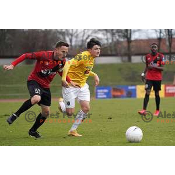 Erik Salkic and Martin Kramaric in action during Prva Liga Telekom Slovenije 2020-2021 football match between Bravo and Tabor Sezana in Ljubljana on February 6, 2021