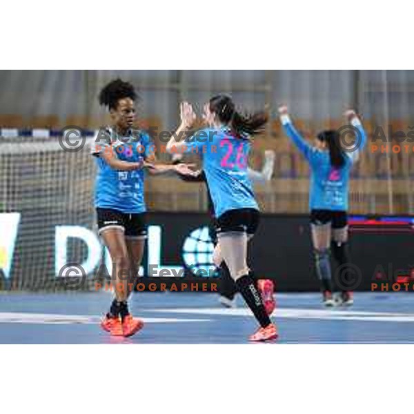 Oceane Sarcien Ugolin in action during EHF Champions League Women 2020-2021 handball match between Krim Mercator (SLO) and Rostov Don (RUS) in Ljubljana, Slovenia on February 6, 2021