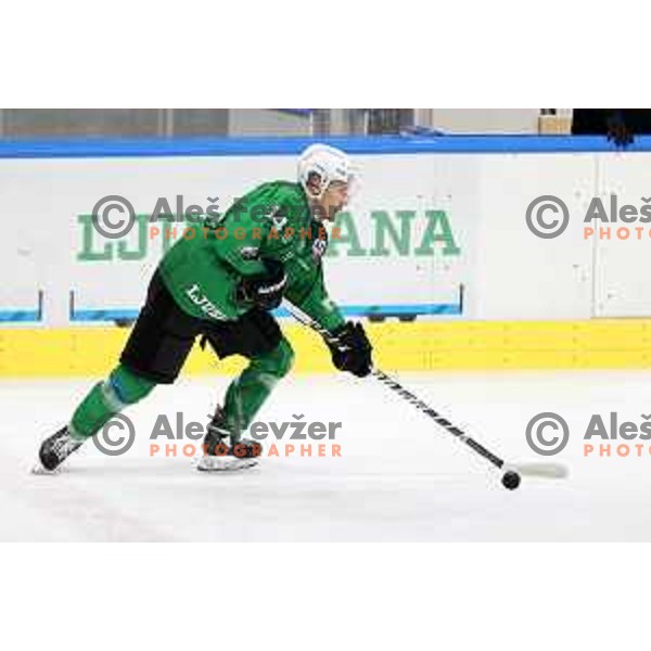 Martin Bohinc of SZ Olimpija in action during Alps League ice-hockey match between SZ Olimpija and Feldkirch in Ljubljana, Slovenia on February 6, 2021