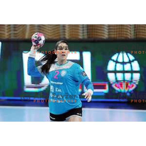 in action during EHF Champions League Women 2020-2021 handball match between Krim Mercator (SLO) and Rostov Don (RUS) in Ljubljana, Slovenia on February 6, 2021