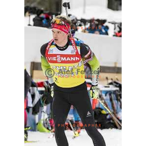 Alex Cisar of Slovenia during practice session before IBU World Biathlon Championships at Pokljuka, Slovenia on February 9, 2021