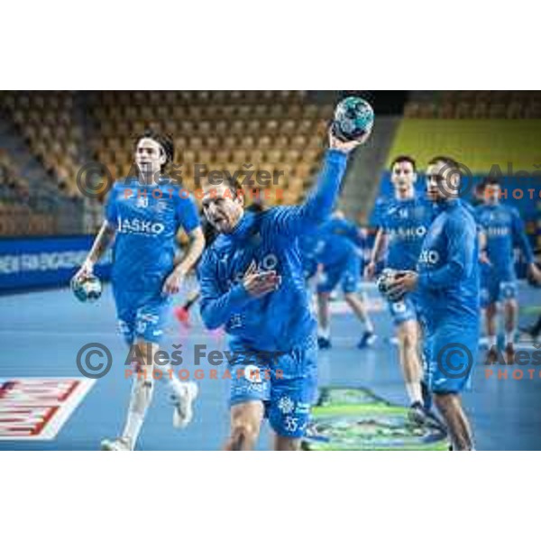 Ziga Mlakar in action during EHF Champions League handball match between Celje Pivovarna Lasko and Zagreb in Zlatorog Arena, Celje, Slovenia on February 9, 2021