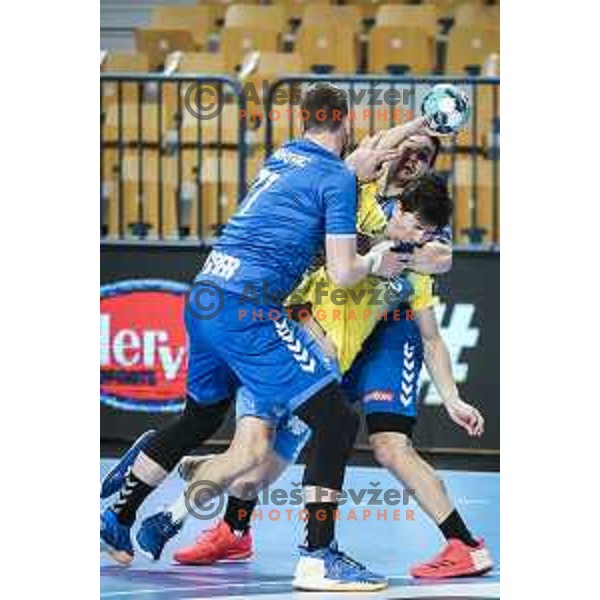 David Razgor in action during EHF Champions League handball match between Celje Pivovarna Lasko and Zagreb in Zlatorog Arena, Celje, Slovenia on February 9, 2021