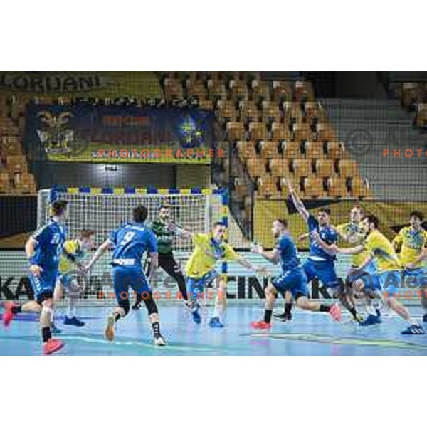 in action during EHF Champions League handball match between Celje Pivovarna Lasko and Zagreb in Zlatorog Arena, Celje, Slovenia on February 9, 2021