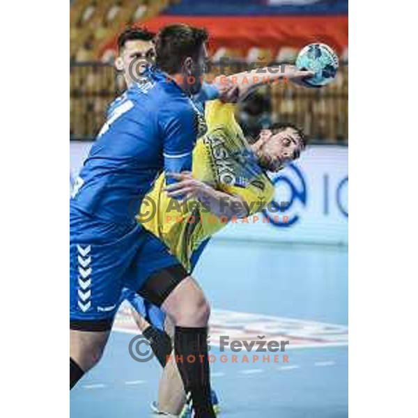 Josip Sarac in action during EHF Champions League handball match between Celje Pivovarna Lasko and Zagreb in Zlatorog Arena, Celje, Slovenia on February 9, 2021