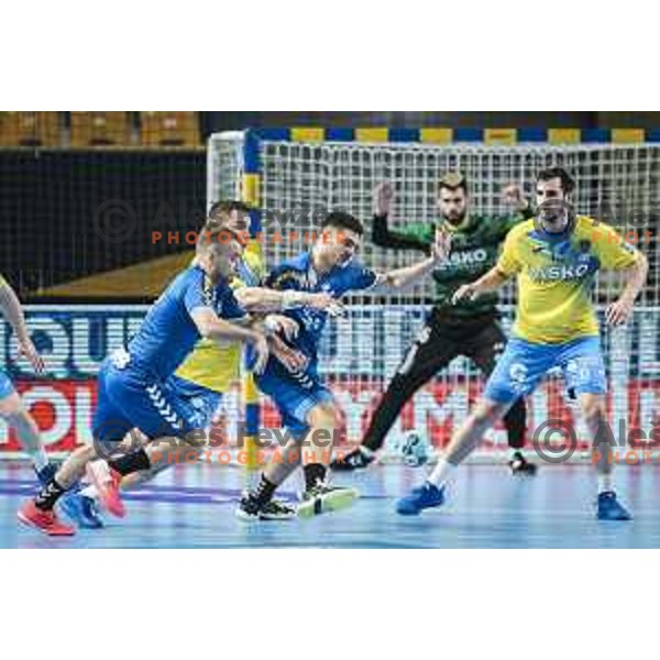 in action during EHF Champions League handball match between Celje Pivovarna Lasko and Zagreb in Zlatorog Arena, Celje, Slovenia on February 9, 2021