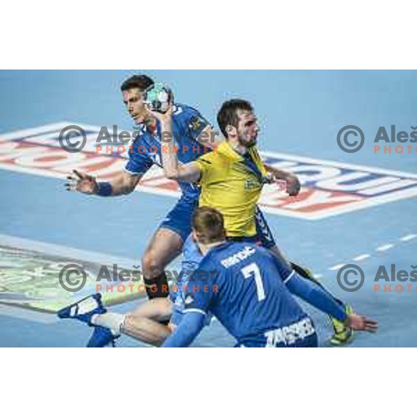 Josip Sarac in action during EHF Champions League handball match between Celje Pivovarna Lasko and Zagreb in Zlatorog Arena, Celje, Slovenia on February 9, 2021