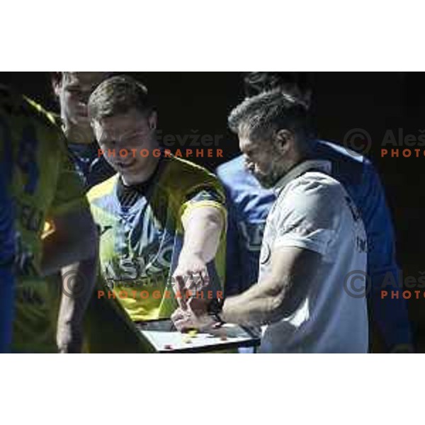 Tomaz Ocvirk, head coach of Celje in action during EHF Champions League handball match between Celje Pivovarna Lasko and Zagreb in Zlatorog Arena, Celje, Slovenia on February 9, 2021