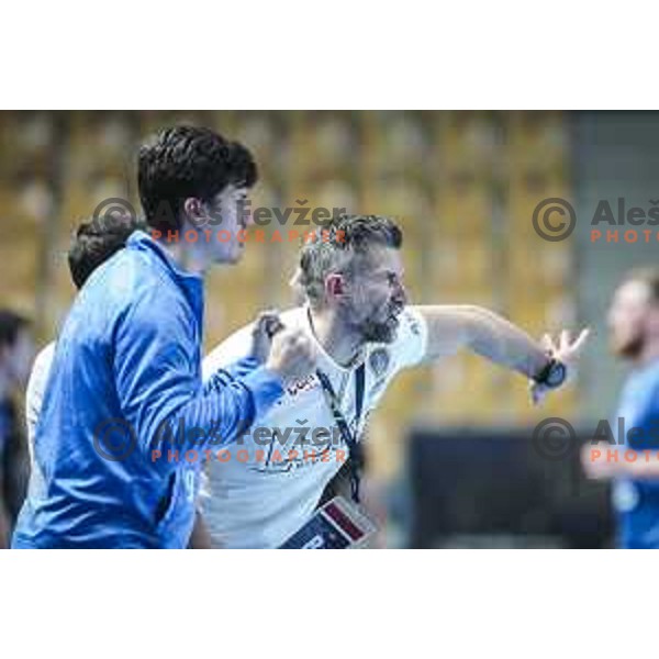 Tomaz Ocvirk, head coach of Celje in action during EHF Champions League handball match between Celje Pivovarna Lasko and Zagreb in Zlatorog Arena, Celje, Slovenia on February 9, 2021