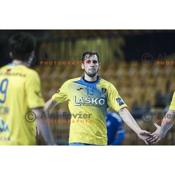 Josip Sarac in action during EHF Champions League handball match between Celje Pivovarna Lasko and Zagreb in Zlatorog Arena, Celje, Slovenia on February 9, 2021