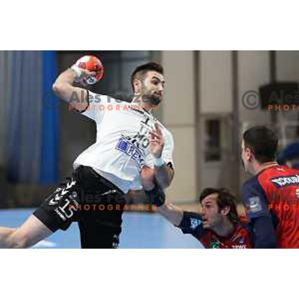 Dino Hamidovic in action during EHF European League Men 2020/21 handball match between Trimo Trebnje and Rhein Neckar Lowen in Ljubljana, Slovenia on February 9, 2021