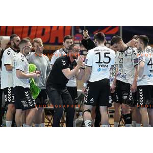 Uros Zorman, head coach of Trimo during EHF European League Men 2020/21 handball match between Trimo Trebnje and Rhein Newckar Lowen in Ljubljana, Slovenia on February 9, 2021