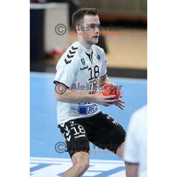 Marko Kotar in action during EHF European League Men 2020/21 handball match between Trimo Trebnje and Rhein Newckar Lowen in Ljubljana, Slovenia on February 9, 2021