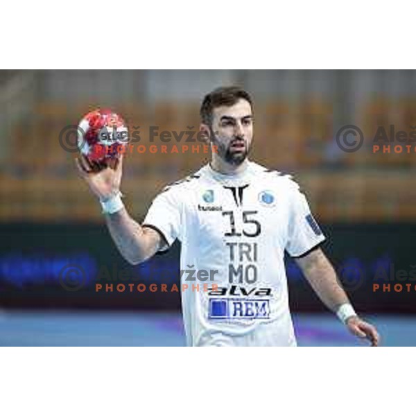 Dino Hamidovic in action during EHF European League Men 2020/21 handball match between Trimo Trebnje and Rhein Neckar Lowen in Ljubljana, Slovenia on February 9, 2021