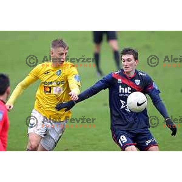Rok Kidric and Matija Kavcic in action during Prva Liga Telekom Slovenije 2020-2021 football match between Bravo and Gorica in Ljubljana on February 10, 2021