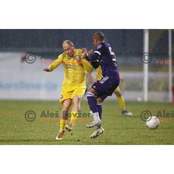 Senijad Ibricic and Felipe Dos Santos in action during Prva Liga Telekom Slovenije 2020-2021 football match between Domzale and Maribor in Domzale, Slovenia on February 10, 2021