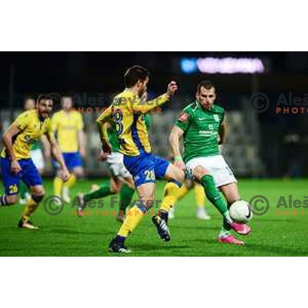 Mihailo Perovic in action during Prva Liga Telekom Slovenije 2020-2021 football match between Koper and Olimpija in Koper, Slovenia on February 10, 2021