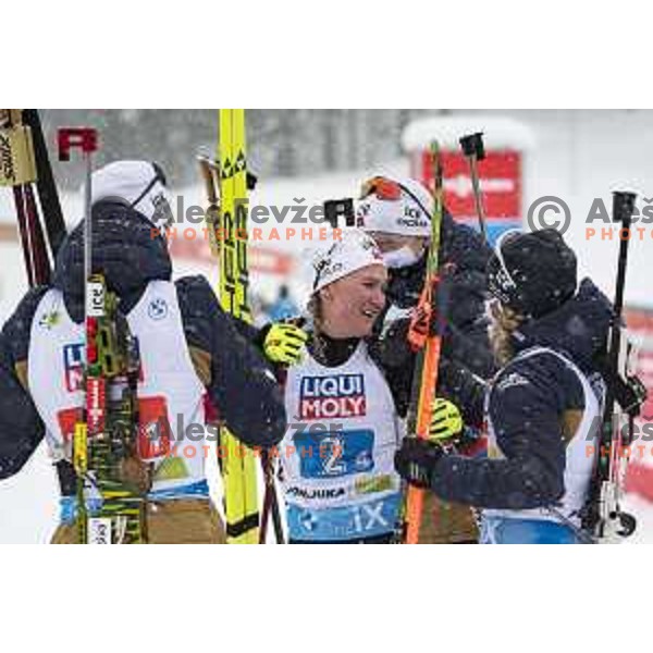 in action during Mixed Relay at IBU World Biathlon Championships at Pokljuka, Slovenia on February 10, 2021
