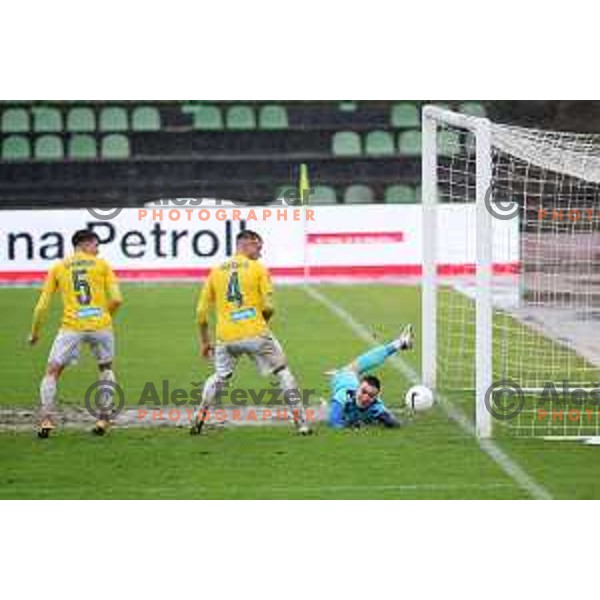 David Brekalo and Igor Vekic in action during Prva Liga Telekom Slovenije 2020-2021 football match between Bravo and Gorica in Ljubljana on February 10, 2021