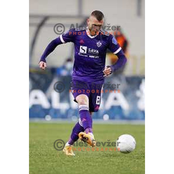 Alexandru Cretu in action during Prva Liga Telekom Slovenije 2020-2021 football match between Domzale and Maribor in Domzale, Slovenia on February 10, 2021