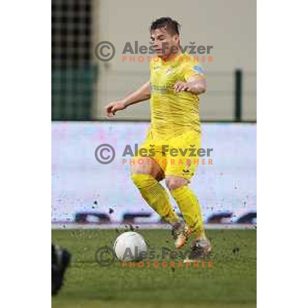 Janez Pisek in action during Prva Liga Telekom Slovenije 2020-2021 football match between Domzale and Maribor in Domzale, Slovenia on February 10, 2021