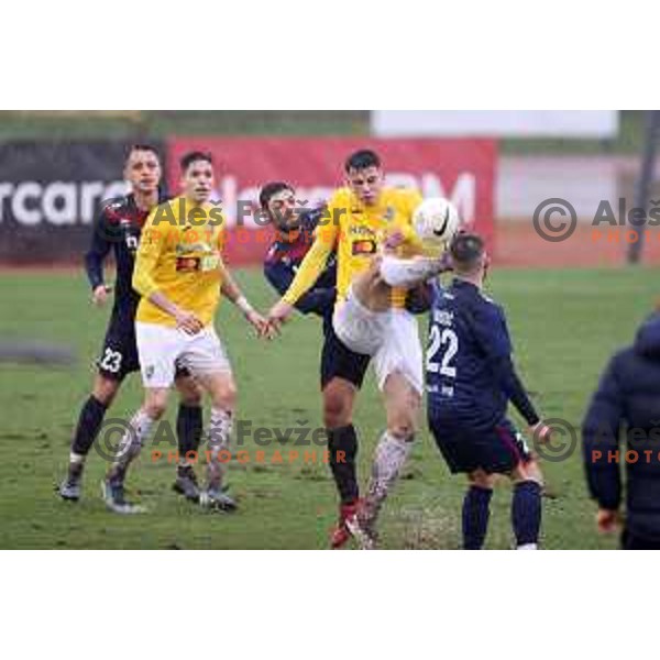 Matija Sirok and Mitja Krizan in action during Prva Liga Telekom Slovenije 2020-2021 football match between Bravo and Gorica in Ljubljana on February 10, 2021