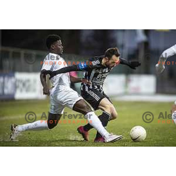 Ziga Kous in action during Prva liga Telekom Slovenije football match between Mura and Tabor in Fazanerija, Murska Sobota, Slovenia on February 11, 2021
