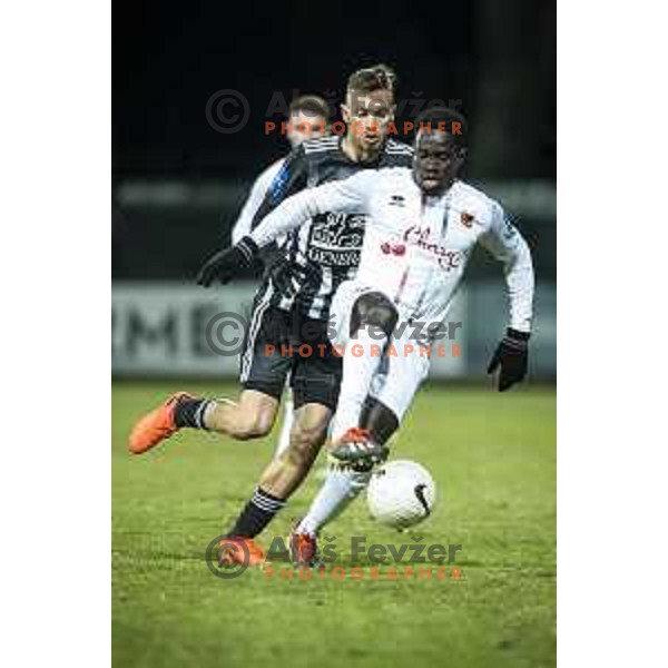 Kouao Christ Damsen Denis in action during Prva liga Telekom Slovenije football match between Mura and Tabor in Fazanerija, Murska Sobota, Slovenia on February 11, 2021